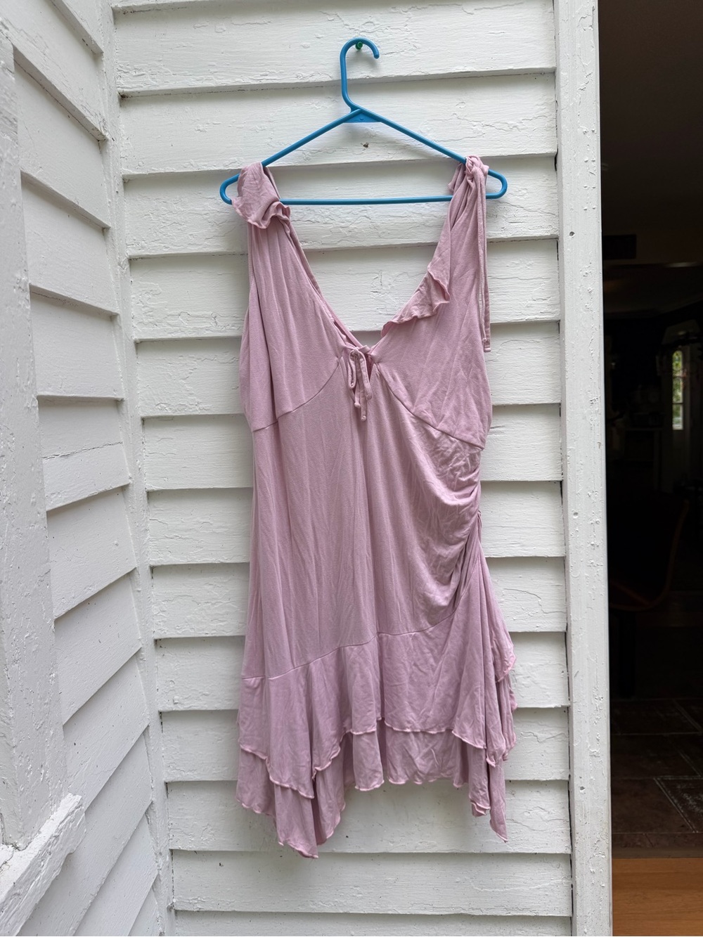 Light Pink Sleeveless Ruffle-Hem Women’s Mini Dress Flutter 🦋 Large